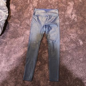 Retro gong blue shiny leggings size medium